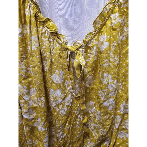 NWT Intimately Free People marigold floral ruffle bell sleeve body suit medium - Picture 9 of 12